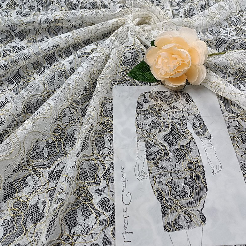 Lace Fabric Dress Floral Polyester Foil for Women's Wear Wholesale Sup 11